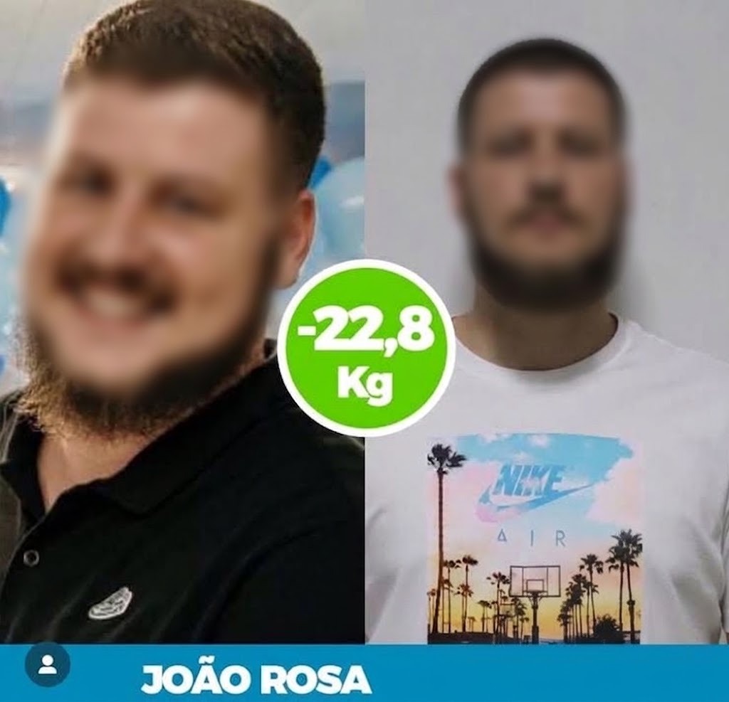 João Rosa — antes e depois, −22,8 kg no protocolo